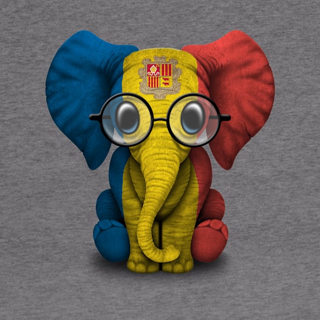 Baby Elephant with Glasses and Andorra Flag by jeffbartels